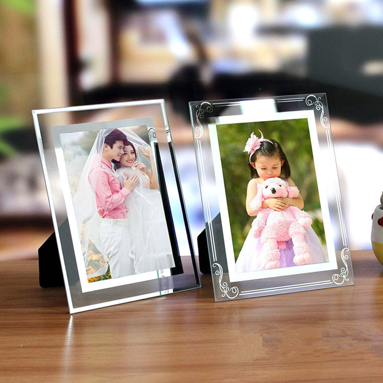Promotional Rectangle Glass Table Top Photo Frames With 12 Colors Available
