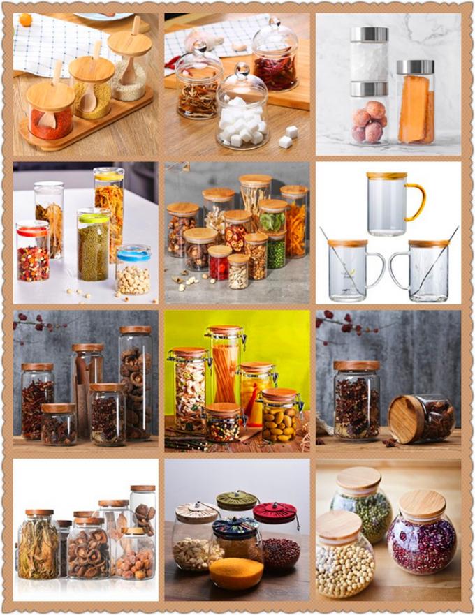 Heat Resistant Glass Storage Bottle Jar With Acacia Wooden Screw Top Lid