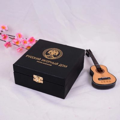 PU Leather Empty Caviar Packaging Gift Box With Gold Foil Water Proof