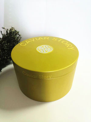 Empty Vacuum Caviar Tin Box For 30g / 50g Cavair With Mop Spoon Logo Embossing Lid