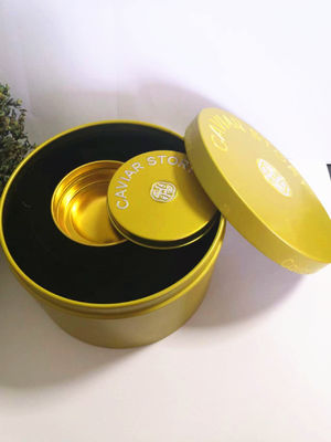 Empty Vacuum Caviar Tin Box For 30g / 50g Cavair With Mop Spoon Logo Embossing Lid