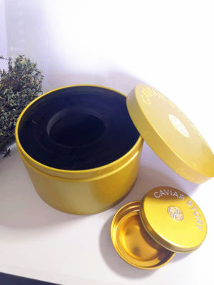 Empty Vacuum Caviar Tin Box For 30g / 50g Cavair With Mop Spoon Logo Embossing Lid