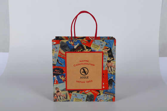 2022 wholesale craft paper bag custom design printed paper gift bag with cotton rope