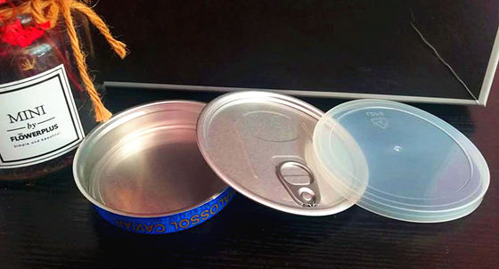 Caviar Ring pull tin easy open caviar tin in Aluminum with plastic lid 3.5oz and 7oz