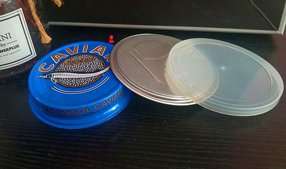 Caviar Ring pull tin easy open caviar tin in Aluminum with plastic lid 3.5oz and 7oz