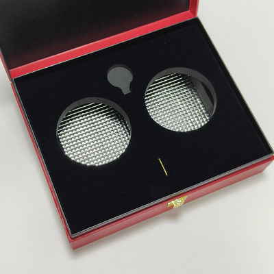 High quality caviar gift box in PU leather with gold foil logo for 30g and 125g tin water-proof