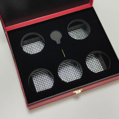 High quality caviar gift box in PU leather with gold foil logo for 30g and 125g tin water-proof
