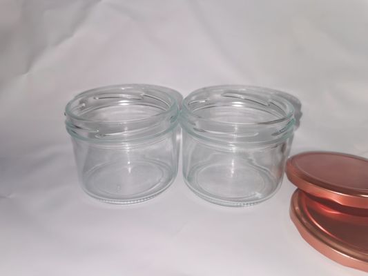High Transparent food grade Caviar glass Jar standard 8OZ 240ml With Metal Lid
