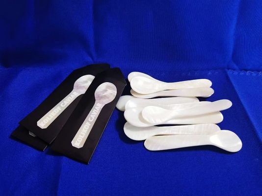White Color Natural Mother Of Pearl Caviar Spoon  3.5 Inch And 4.7 Available MOP SPOON in paper sleeve