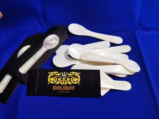 White Color Natural Mother Of Pearl Caviar Spoon  3.5 Inch And 4.7 Available MOP SPOON in paper sleeve