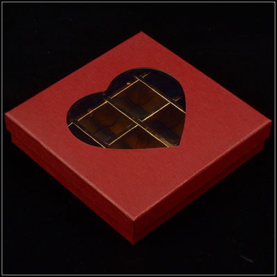 Base And Lid Cardboard Boxes , Valentine'S Day Chocolate Box With Plastic Window