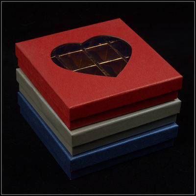 Base And Lid Cardboard Boxes , Valentine'S Day Chocolate Box With Plastic Window
