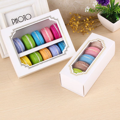 Personalised Macaron Food Packaging Box With Clear Window 15.7x12.8x5.8cm
