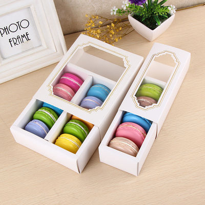 Personalised Macaron Food Packaging Box With Clear Window 15.7x12.8x5.8cm