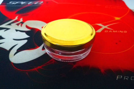 Wholesale high transparent 0.5oz 15-20gram glass caviar jar with metal lid in different color