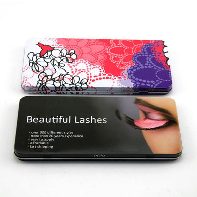 Eco Friendly Custom Recycled Small Metal Box Hinged Lid For Eyelash Brush