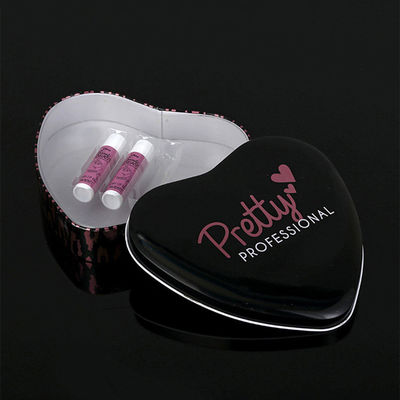 Cosmetic Lipstick Custom Metal Tin Box Heart Shape With PVC Inner Tray