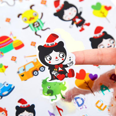 Children Cartoon Sticker Label Die Cut With Laser Silver Stamping