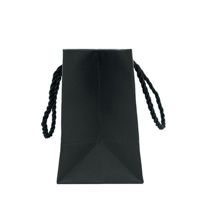 Black Custom Printed Retail Bags Recycled Material With Logo Gold Foil