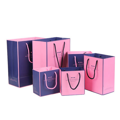Custom Printed Paper Shopping Bags , Personalized Paper Gift Bags With Ribbon Handle