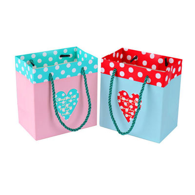 Custom Printed Paper Shopping Bags , Personalized Paper Gift Bags With Ribbon Handle