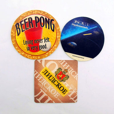 Eco Friendly Paper Promotional Drink Coasters Custom Shaped High Temperature Resistant