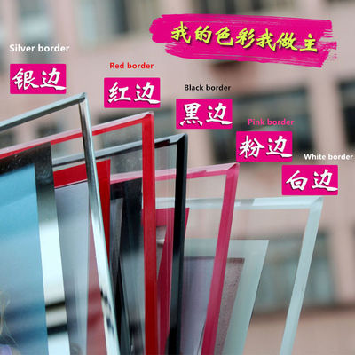 Promotional Rectangle Glass Table Top Photo Frames With 12 Colors Available