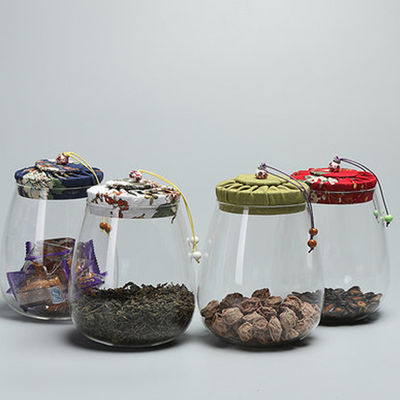 500ml 1000ml Glass Storage Bottle , Glass Food Containers With Fabric Cork Lid