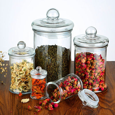 150ml 350ml Empty Glass Bottles , Glass Storage Jars Tea For Candy Tea Packing