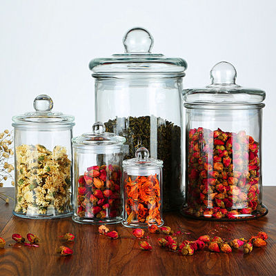 150ml 350ml Empty Glass Bottles , Glass Storage Jars Tea For Candy Tea Packing
