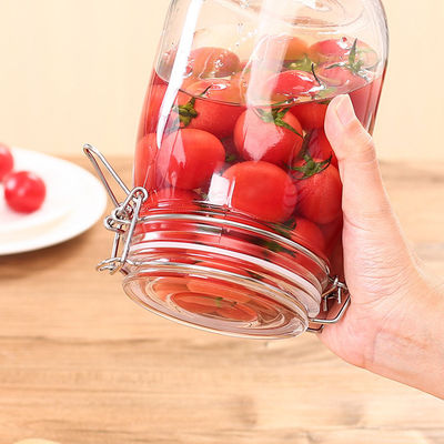 Custom Airtight Square Glass Storage Bottle Jar With Clip Lids Various Size Available