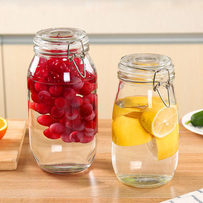 Custom Airtight Square Glass Storage Bottle Jar With Clip Lids Various Size Available