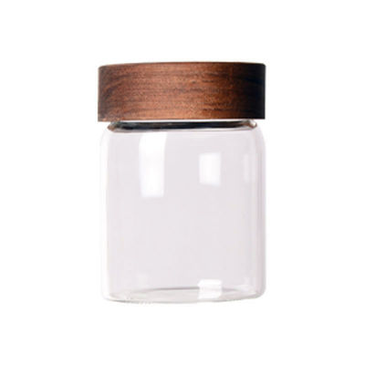 Heat Resistant Glass Storage Bottle Jar With Acacia Wooden Screw Top Lid