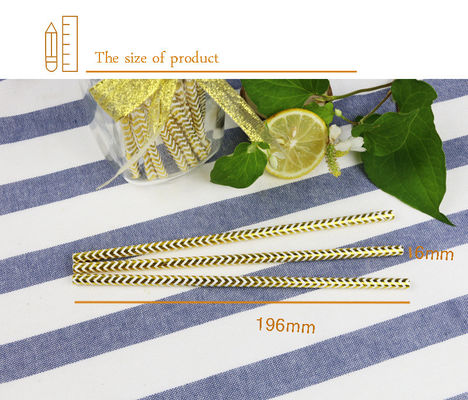 Recyclable Print Paper Drinking Straws In Bulk Gold Foil Pattern Iso9001