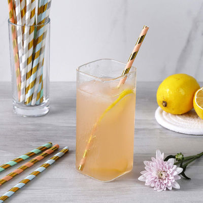 Gold Foil Jumbo Paper Straws , Eco - Friendly Paper Straws For Restaurants