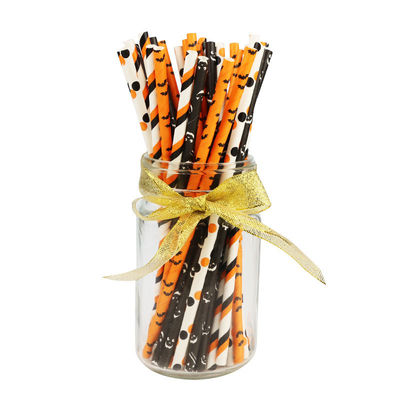 Halloween Day Individually Wrapped Paper Straws Drinking Disposable Colorful