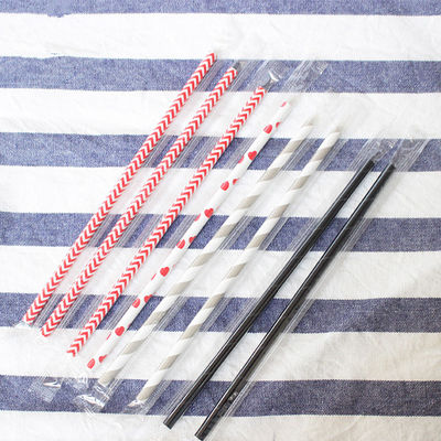 Individual Packing Biodegradable Paper Straws , Paper Bubble Tea Straws