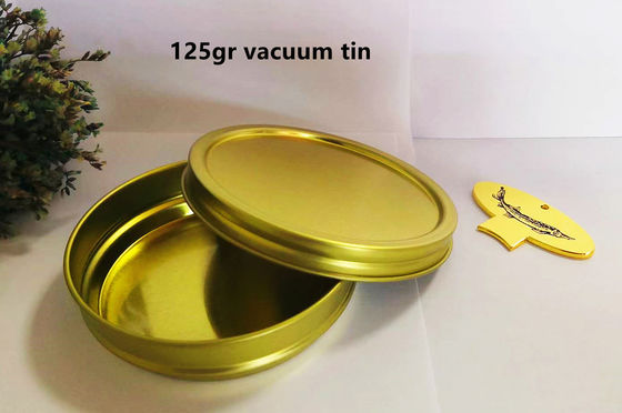 125g Round Vacuum Empty Caviar Tin Can With 0.28mm Tinplate Material